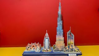 DIY Craft Instruction 3D Puzzle Cubicfun Dubai with LED