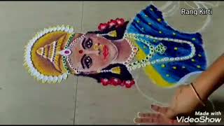 कमळ आसनावर लक्ष्मी माता रंगोली Laxmi Mata rangoli with Kamal asan