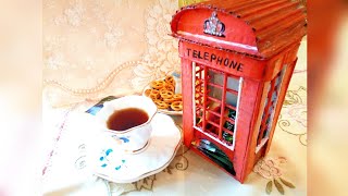 Как сделать чайный домик из коробки. Чайный домик"Английская телефонная будка. Поделки из картона