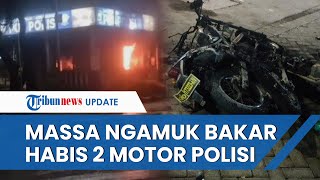 GOSONG TINGGAL KERANGKA, Penampakan Mobil & Motor Polisi Dibakar Massa di Makassar Buntut Kerusuhan