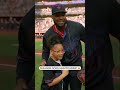 vladdy’s daughter throws the first pitch ❤️