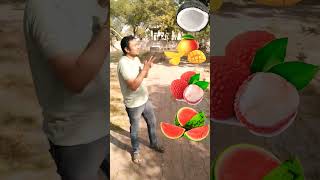 Rounding coconut to Grapes, Mango,lichi\u0026Watermelon - Fruits names magic video