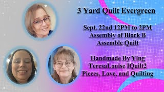 3 Yard Quilt Evergreen - Sept. 22nd Noon till 2PM EST