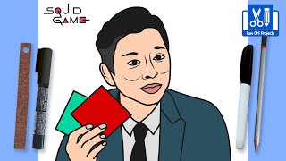 How To Draw The Salesman From Squid Game | Drawing Gong Yoo | Draw Game Characters Step By Step