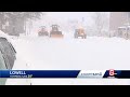 Sidewalks, roadways snow-covered in Lowell