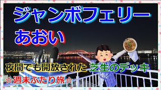 『ジャンボフェリーあおい🛳️』深夜便で高松東港から神戸港へ🛳️🌃✨夜間でも開放された芝生のデッキで行き交うフェリー＆明石海峡大橋を楽しむ船旅🛳️🌃✨🌉@後半(*^^*)✌️