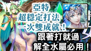 『神魔之塔』【亞卡斯的色彩女王】亞特蘭堤斯 超穩定打法　一次雙成就(只有水屬性的成員＋隊長及戰友都是神族)！　跟著打就過　解全水屬必用！　　　　　絢麗彩度 ‧ 施拉瑰　悔和內疚 地獄級　森之妖暴龍符！