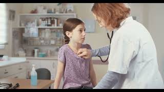 DOCTOR CHECKING A GIRL WITH A STETHOSCOPE 4K