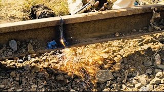 #Rail(defective) cutting by gas cutter #indian #railway #welder #how to rail cutting by gas cutter