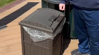 Suncast 33 Gallon Outdoor Trashcan Hideaway, The perfect outdoor garbage can that blends in and hold