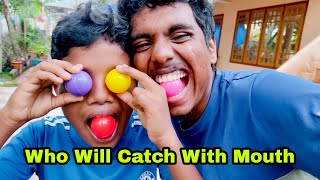 FLYING BALL C ATCH WITH MOUTH CHALLENGE രണ്ടിൽ ഒരാൾ വീഴും🔥