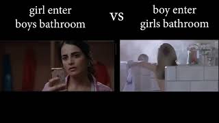 Girl enter boys bathroom vs Boy enter girls bathroom 🥰🤣 || boy vs girl memes 😍  #girlvsboymeme #meme