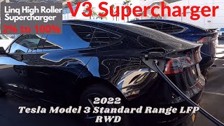 New 2022 Model 3 Standard Range RWD LFP | 2% to 100% Supercharging Test - V3 - 250Kw