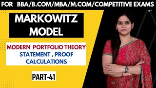 Markowitz Model l Modern Portfolio Theory | Portfolio Risk & Return | SAPM | MBA | BBA | M.Com