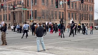 02 24 2025 Jakarta Jackson protest in downtown Rock Island intersection