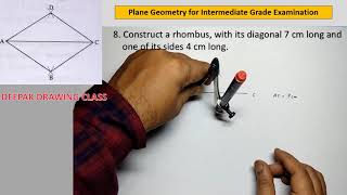 8 Construct a rhombus, the diagonal and one side being given - Intermediate Plane Geometry