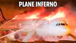 Passengers \u0026 crew in desperate bid to escape as Air Busan Airbus erupts in flames