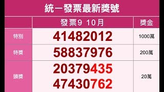 2019年9 10月統一發票中獎號碼（108年）