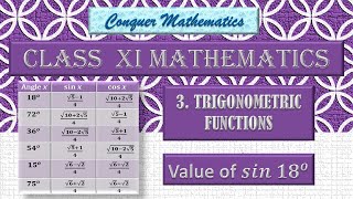 Value of sine and cosine for 18, 36, 72, 54, 15 and 75 degrees -Trigonometry - Class 11 Mathematics