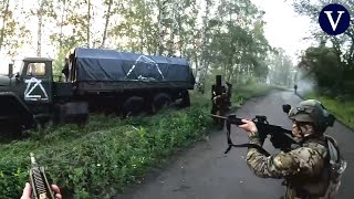 La secuencia completa de una emboscada de soldados chechenos a un camión ruso