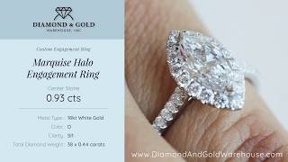 0.93 ct Marquise Halo Diamond Engagement Ring