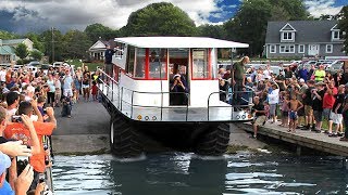 Amphibious Driving Houseboat - First Launch