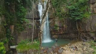 Veal Pouch Waterfall hides its beauty at the foot of Bokor Mountain, Kampot Province, Cambodia