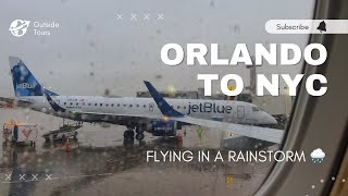 [4K] Jetblue Airways Embraer E190 Orlando (MCO) to New York City (JFK) | Flying during a Rainstorm