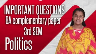 2023  3rd Sem Ba Politics Important Questions