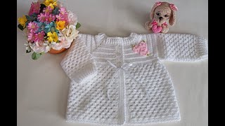 CASAQUINHO DE CROCHE para bebê - Saída de maternidade completa - Casaquinho Primavera Mariah