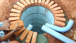 Amazing! Circular Septic Tank design Brick laying with Toilet Seat installation-Using by sand cement