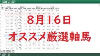 ８月１６日のオススメ厳選軸馬