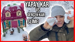 YAPAY KAR vs GERÇEK KAR SLİME CHALLENGE! **KARDAN EV GÜL ABLA YAPTI** Dobişko Tv