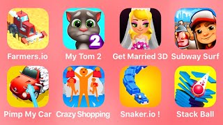 Farmers.io, My Tom 2, Get Married 3D, Subway Surf, Pimp My Car, Crazy Shopping, Snaker.io,Stack Ball