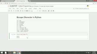 Python Programming Part 3 Escape Character in Python