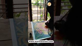 Orchids in Kerala mural painting style by Learn Murals