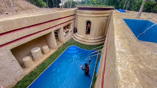 100 Days Building An Underground Temple House With Water Slide To Underground Swimming Pool