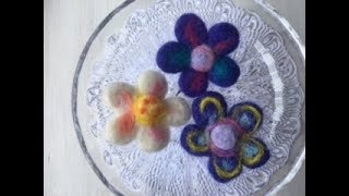 『羊毛の花①』の作り方・ニードル・ブローチ・髪飾り❤︎How to make needle felted cookie cutter／Flower/wool❤︎手仕事#513