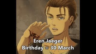 DBZMacky Attack On Titan ALL Characters Birthdays Official (Spoilerless)