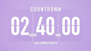2 Hour 40 Minute Countdown Timer ⏳ Flip Clock with Bell Alerts 💜🔔