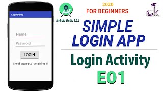 Simple Login App Tutorial for Beginners E01 - Login Activity Using Android Studio 3.6.3 (NEW)