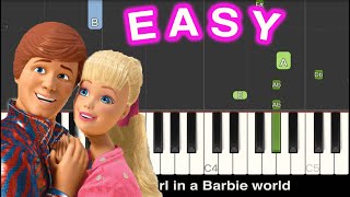 AQUA - Barbie Girl - SLOW EASY Piano Tutorial + LYRICS