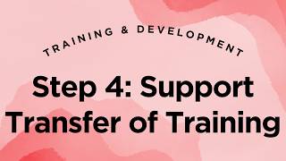 Step 4: Support Transfer of Training to the Job - Training & Development Lecture 1.17