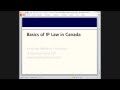 Basics of Canadian intellectual property law (webinar)