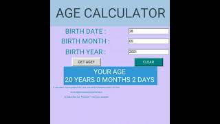 Age Calculator GUI Project in Python #PyCoder #python #Pythonproject
