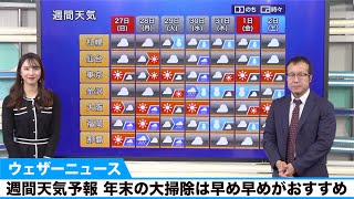 週間天気予報 年末の大掃除は早め早めがおすすめ