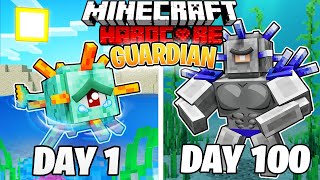 I Survived 100 DAYS as a GUARDIAN in HARDCORE Minecraft!