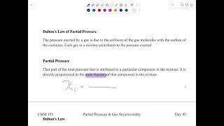 CHM 151 Day 45 Dalton's Law of Partial Pressure