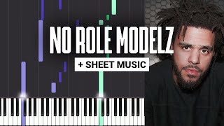 No Role Modelz - J. Cole - Piano Tutorial - Sheet Music & MIDI