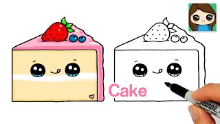 How to Draw a Cake Slice Easy 🍰 Cute Food Art